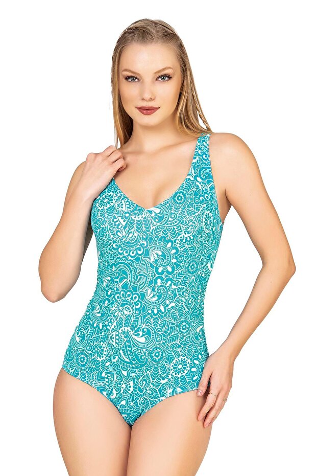 Women's Paisley Patterned Gathering Swimsuit