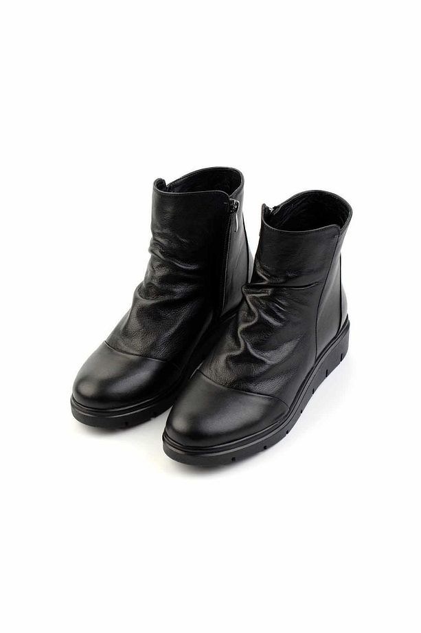 Siyah Hakiki Deri Kadın Bot & Bootie K02531271503 - 2