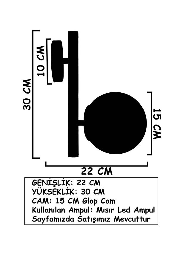 Libra Siyah Krom Füme Camlı Aplik - 5