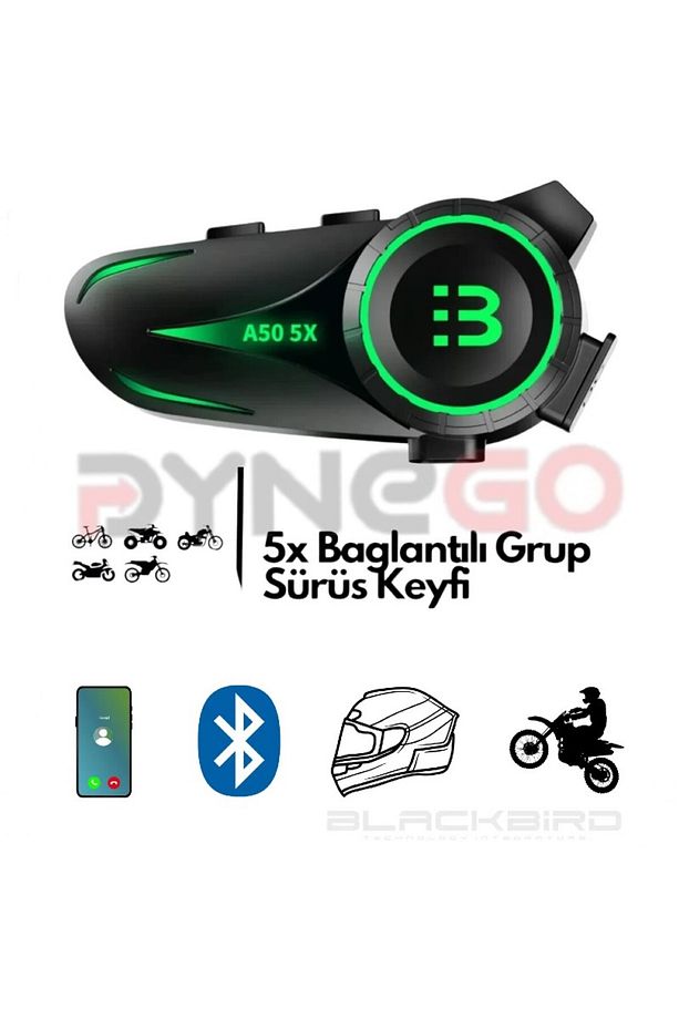 5 Kişilik Telsizli Motosiklet Kask Kulaklık 5.3 Bluetooth Rgb Intercom A50 5x Bluetooth V5.3 Set - 1