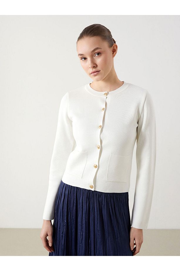 LCW Modest Bisiklet Yaka Kadın Triko Hırka - 1
