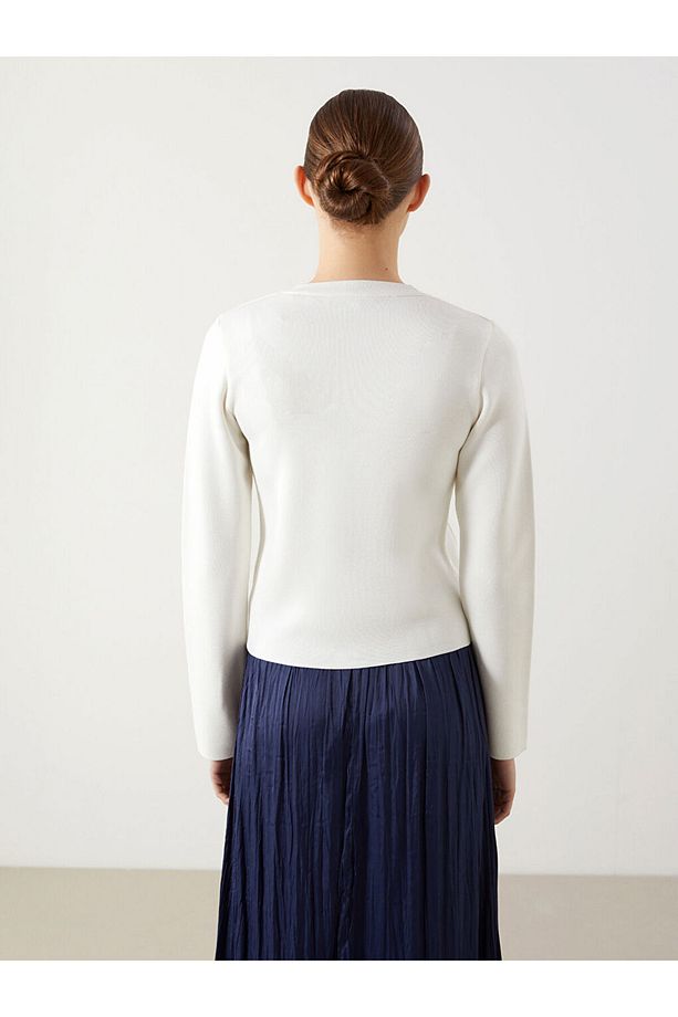 LCW Modest Bisiklet Yaka Kadın Triko Hırka - 4