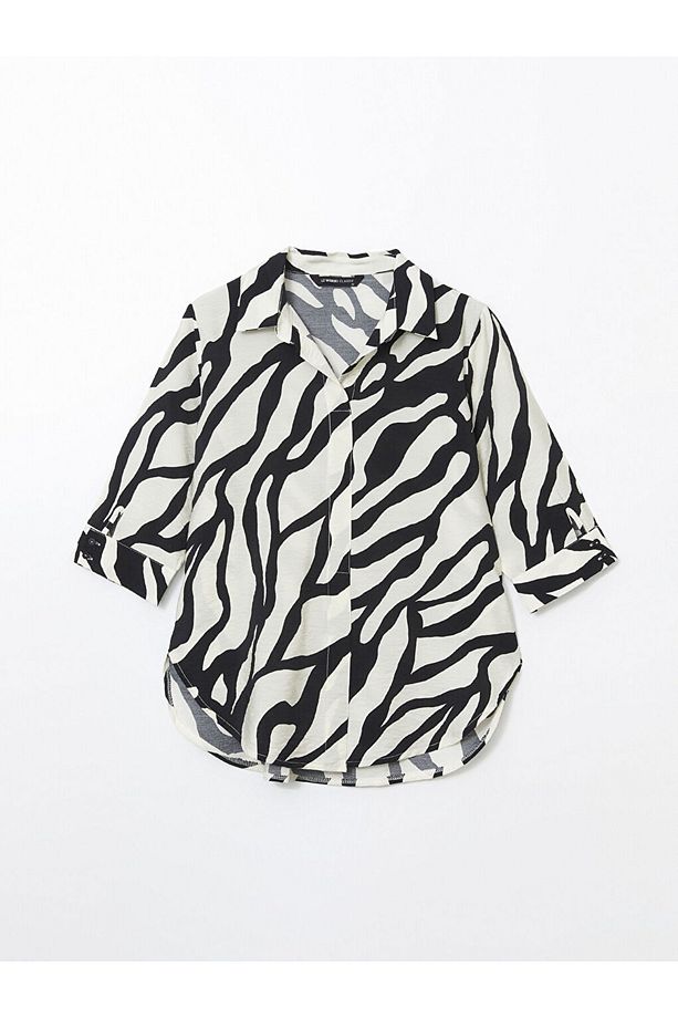 Zebra Desenli Oversize Kadın Gömlek - 5