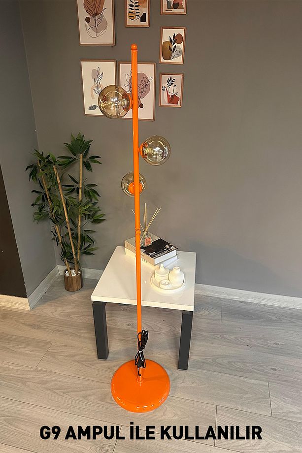 Lambader Bal Rengi Cam Başlık Modern Dekoratif Metal Oturma Odası Zemin Lambası - 4