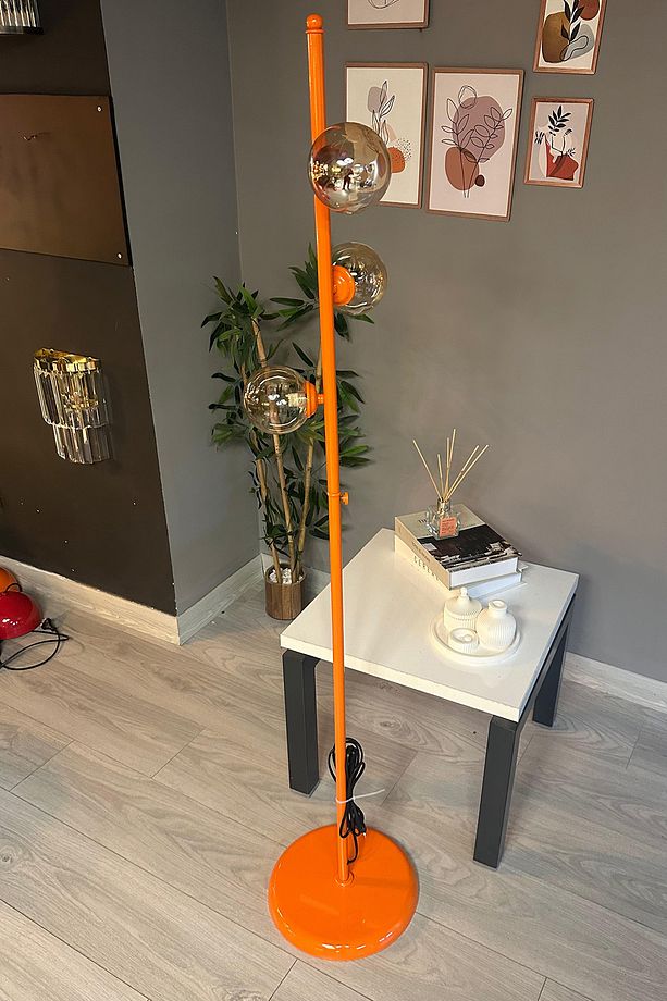 Lambader Bal Rengi Cam Başlık Modern Dekoratif Metal Oturma Odası Zemin Lambası - 1