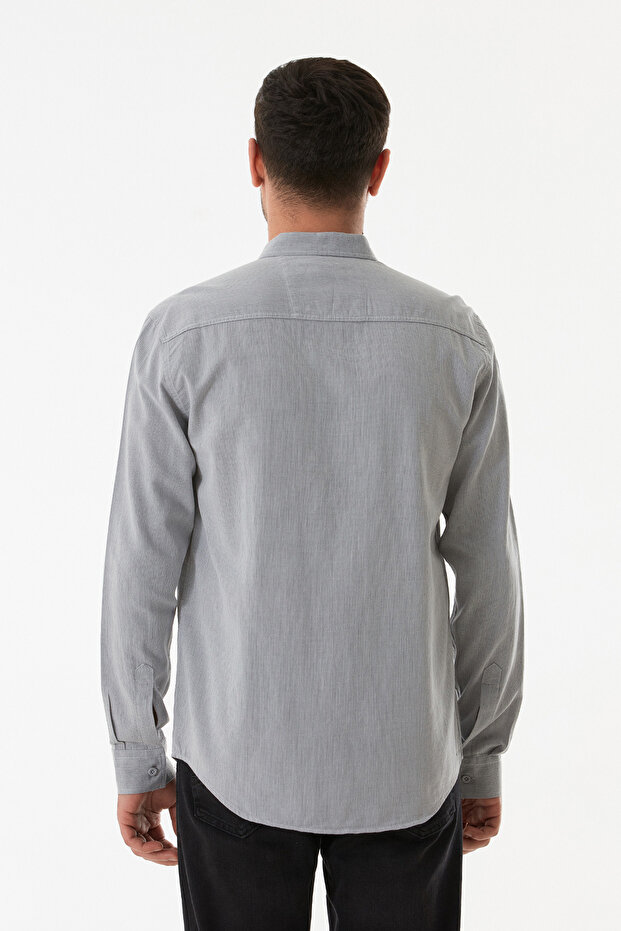 Basic Çizgili Düğmeli Gömlek - 3