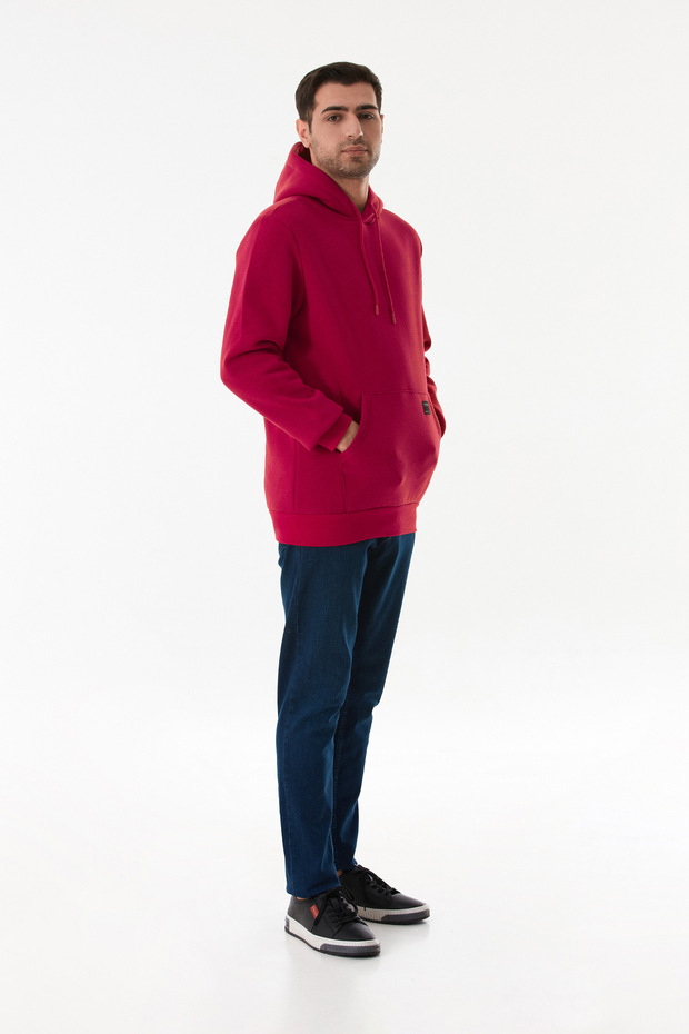 3 İplik Basic Kanguru Cepli Kapüşonlu Sweatshirt - 4