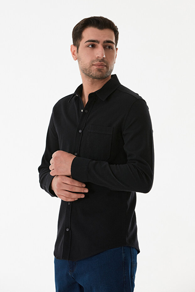 Basic Cepli Çıtçıtlı Gömlek - 3