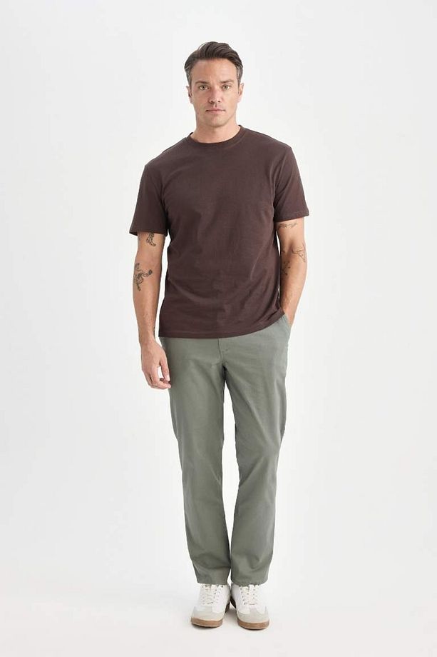 New Regular Fit Bisiklet Yaka Basic Düz Kısa Kollu Tişört - 2