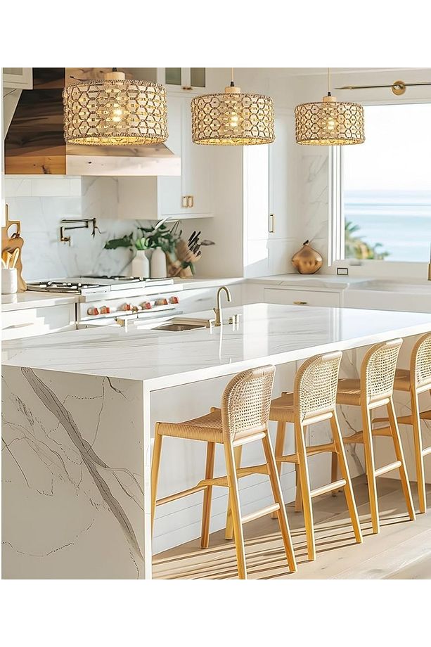 Platinium Model Tekli Rattan Bambu Modern Tasarım İskandinav Bohem Sarkıt Avize - 4