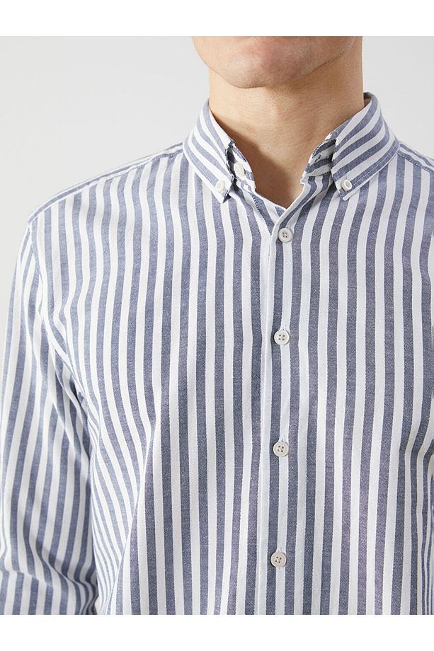 LCW Regular Fit Uzun Kollu Çizgili Erkek Gömlek - 3
