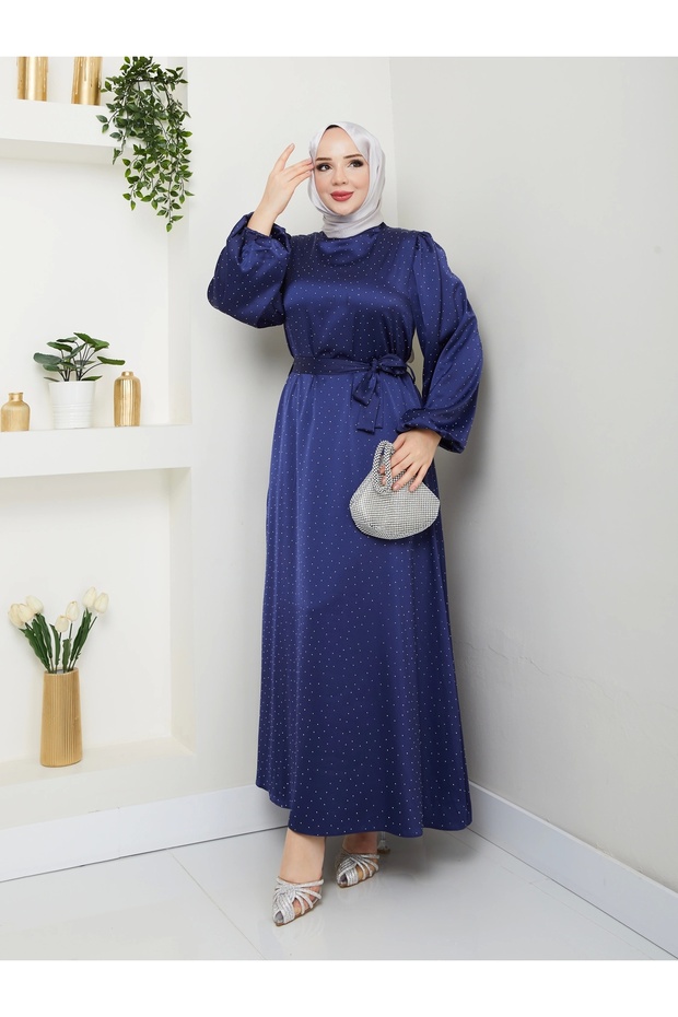 Taşlı Saten Abiye