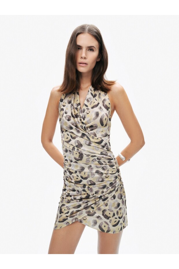 Desenli Mini Elbise - 3