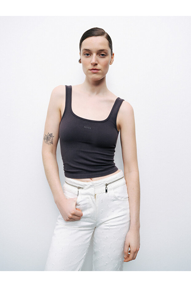 Baskı Detaylı Crop Top - 1