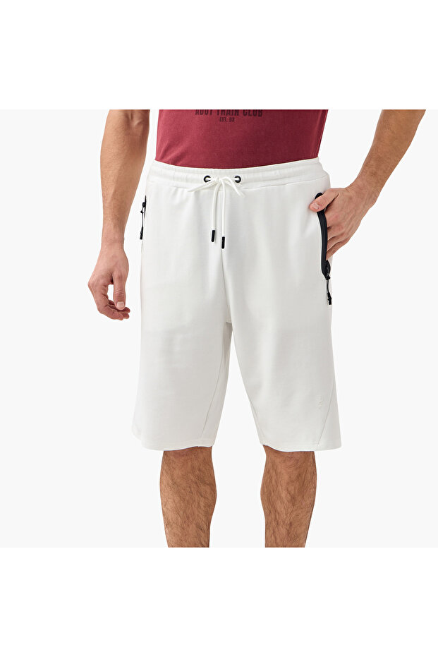 Zipper Pocket Detail Shorts with Drawstring Closure - 1