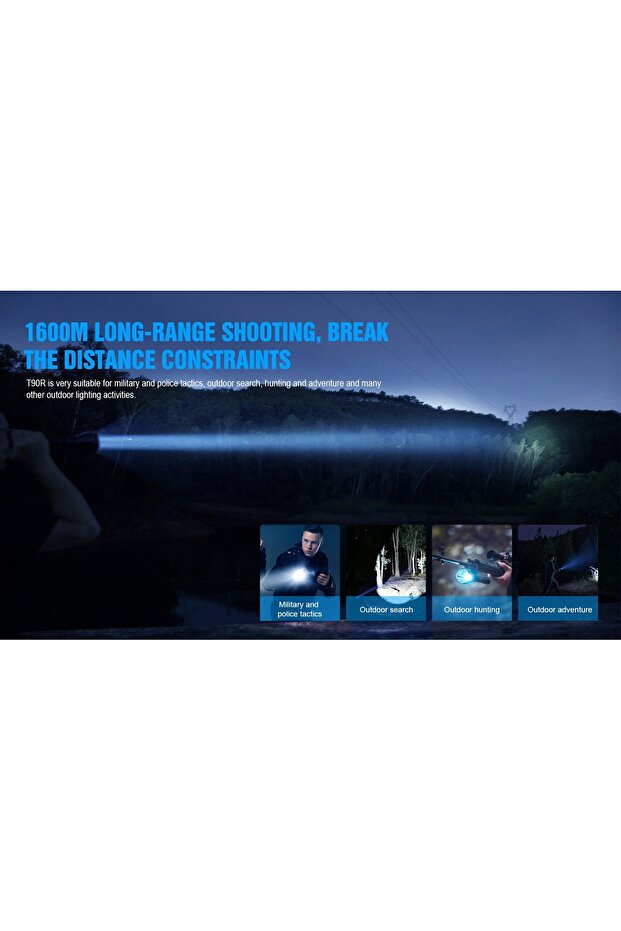 4800 Lümen Tüfek Feneri,prosefyonel Avcı El feneri kiti LED yüksek güçlü,T90R ,Şarj edileb - 4