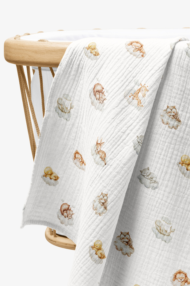 4 Layer Muslin Blanket - Sleepyhead Patterned Baby Muslin Blanket - Four Layer Muslin 100X110 cm