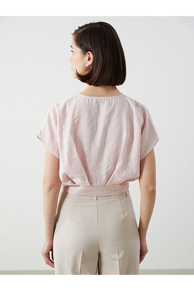 LCW Vision V Yaka Crop Kadın Bluz - 4