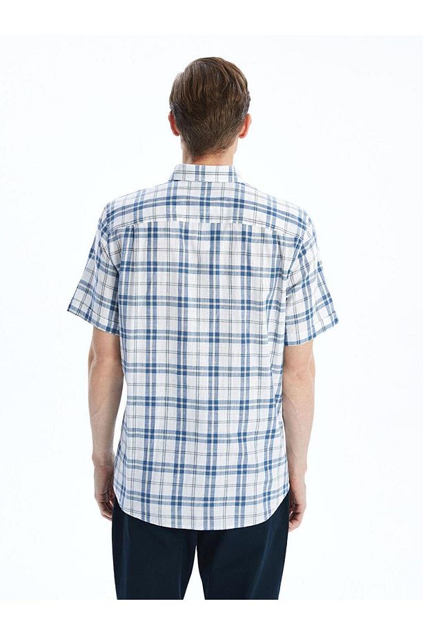 LCWAIKIKI Classic Regular Fit Kısa Kollu Ekose Poplin Erkek Gömlek - 4