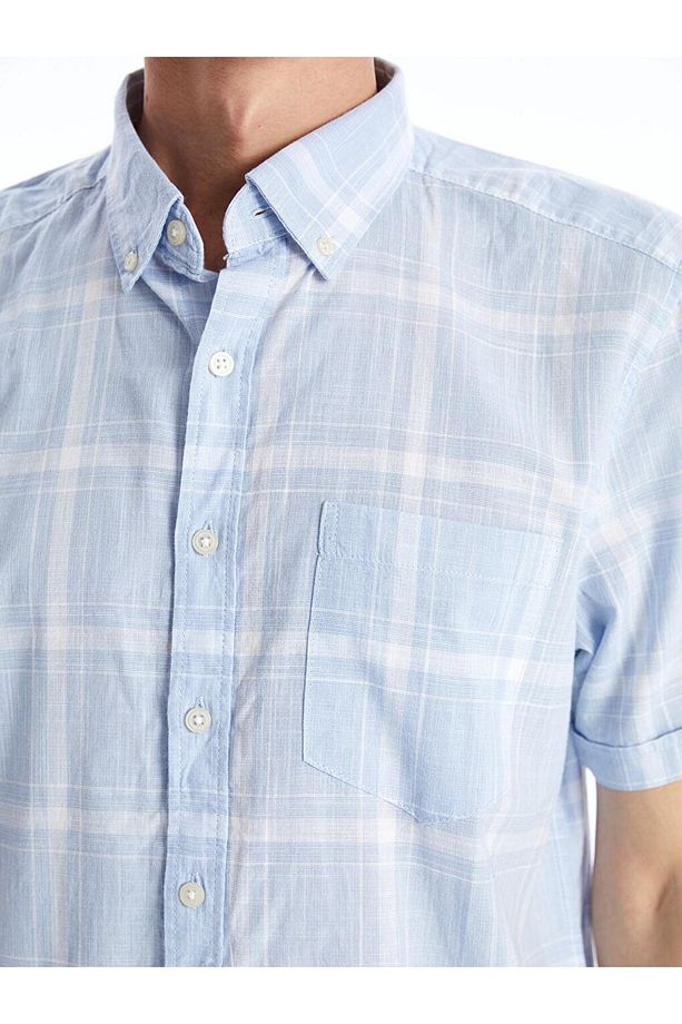 LCWAIKIKI Classic  Regular Fit Kısa Kollu Ekose Poplin Erkek Gömlek - 3