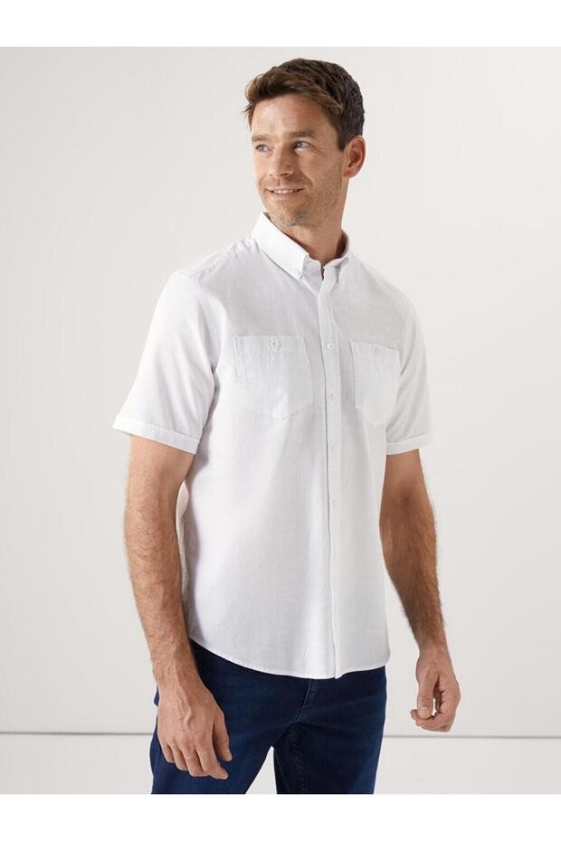 LCWAIKIKI Classic Regular Fit Kısa Kollu Poplin Erkek Gömlek - 1