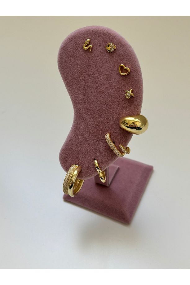925 Gümüş Bombeli Büyük Ayarlanabilir Earcuff TEK - 2