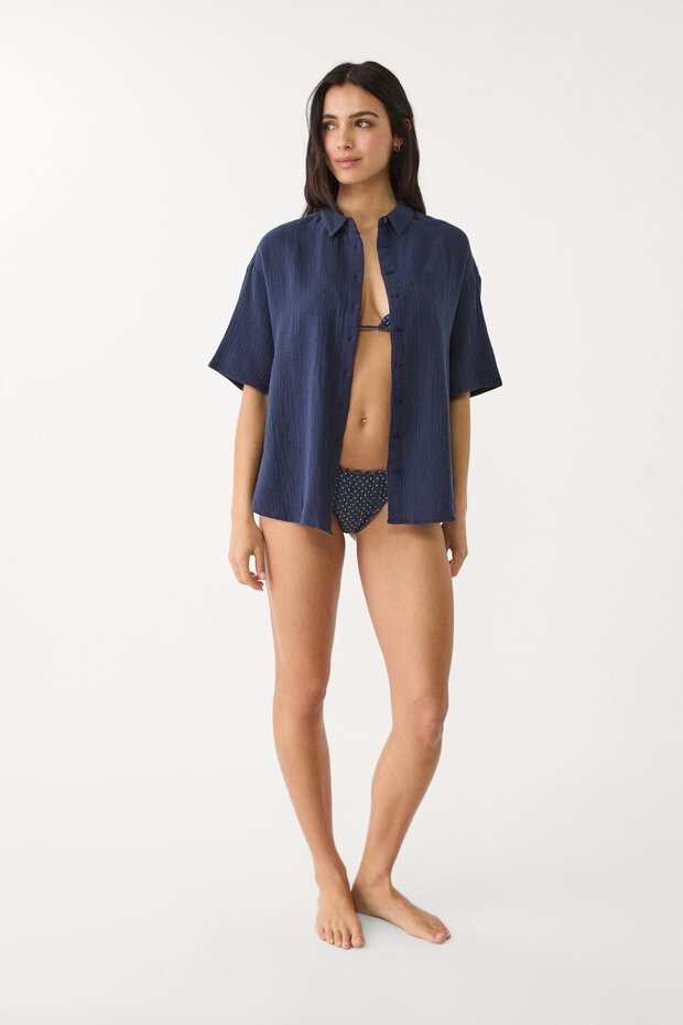 Dökümlü pamuklu gömlek - 2