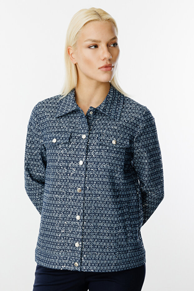 Kendinden Desenli Pullu Mont - 2