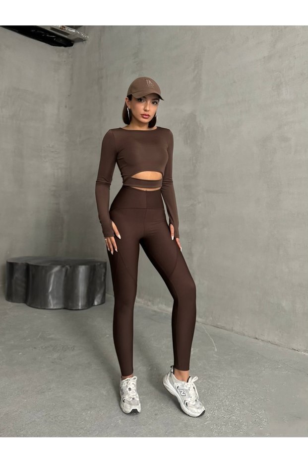 Knitted Sports Leggings with Recovery Stitching Detail Missta2515