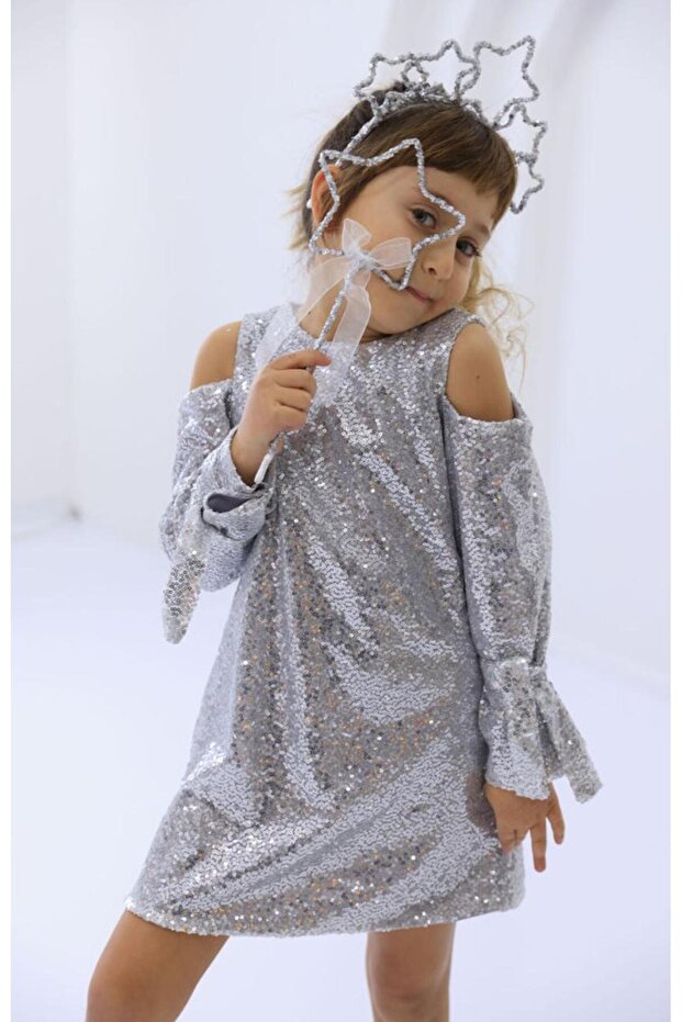 gümüş payet elbise - 1