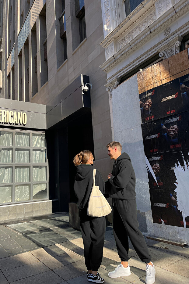 خاص للأزواج (مفرد) طقم بدلة رياضية أساسية غير مطبوعة - 3