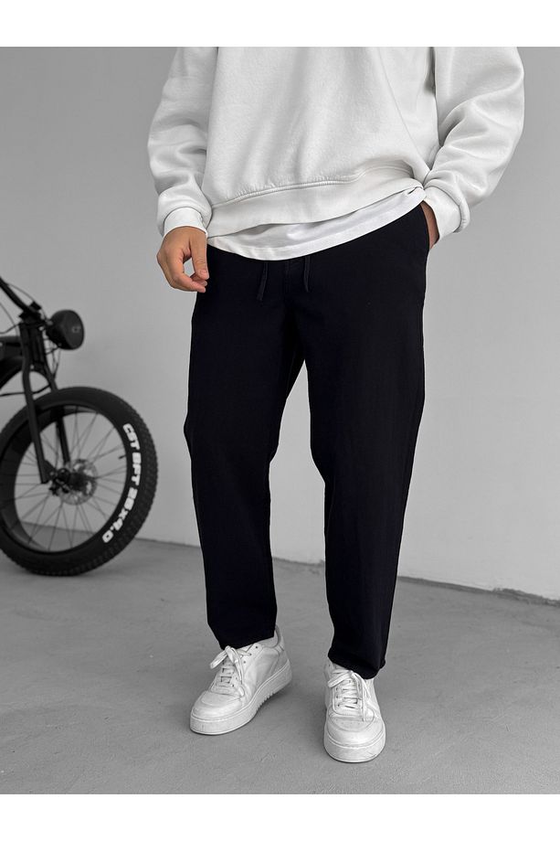 Siyah Dokulu Basic Pamuk Pantolon RES-1077 - 1