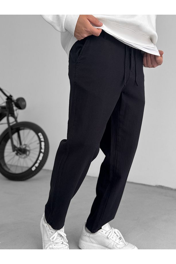 Siyah Dokulu Basic Pamuk Pantolon RES-1077 - 5