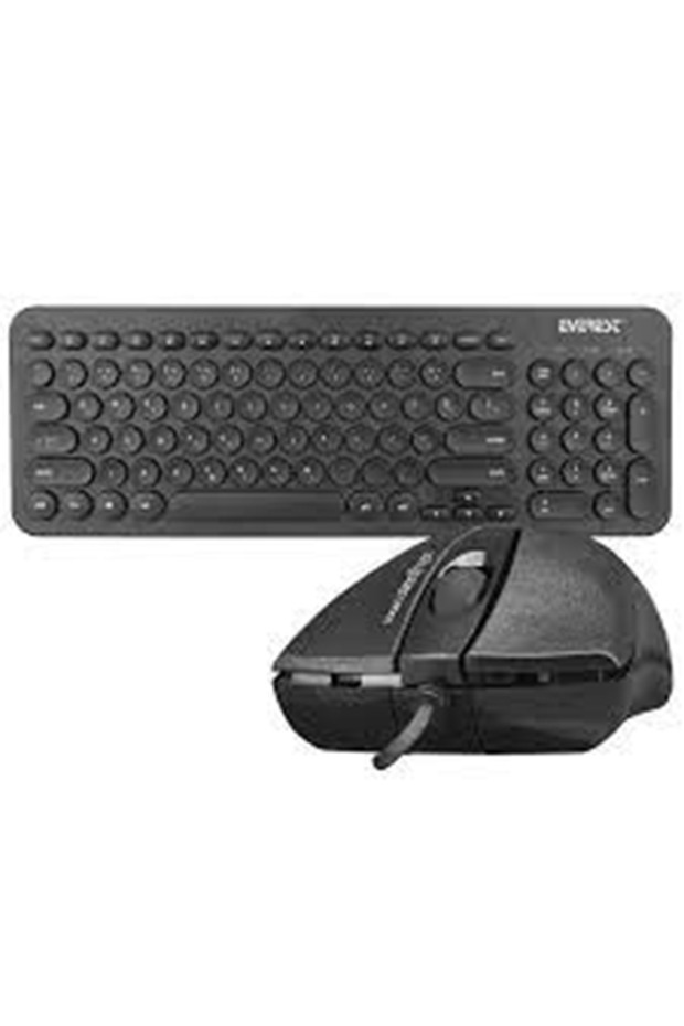KM-01K Siyah Usb Yuvarlak Tuşlu 3D Mouse Combo Türkçe Klavye + Mouse Set - 1