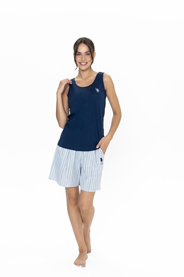 U.S. Polo Assn. 20021 Women's Navy Blue Thick Strap Shorts Suit