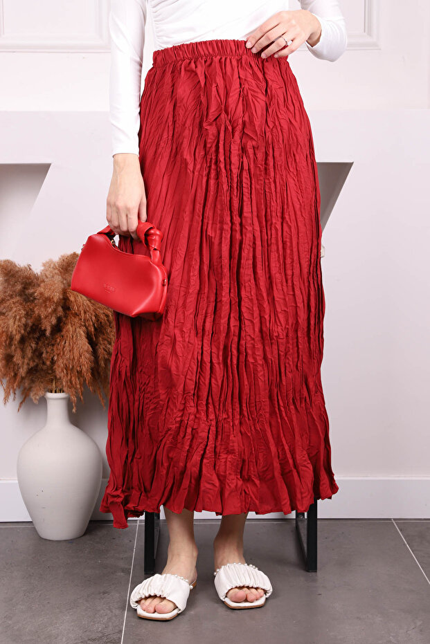 Burgundy Elastic Waist Skirt