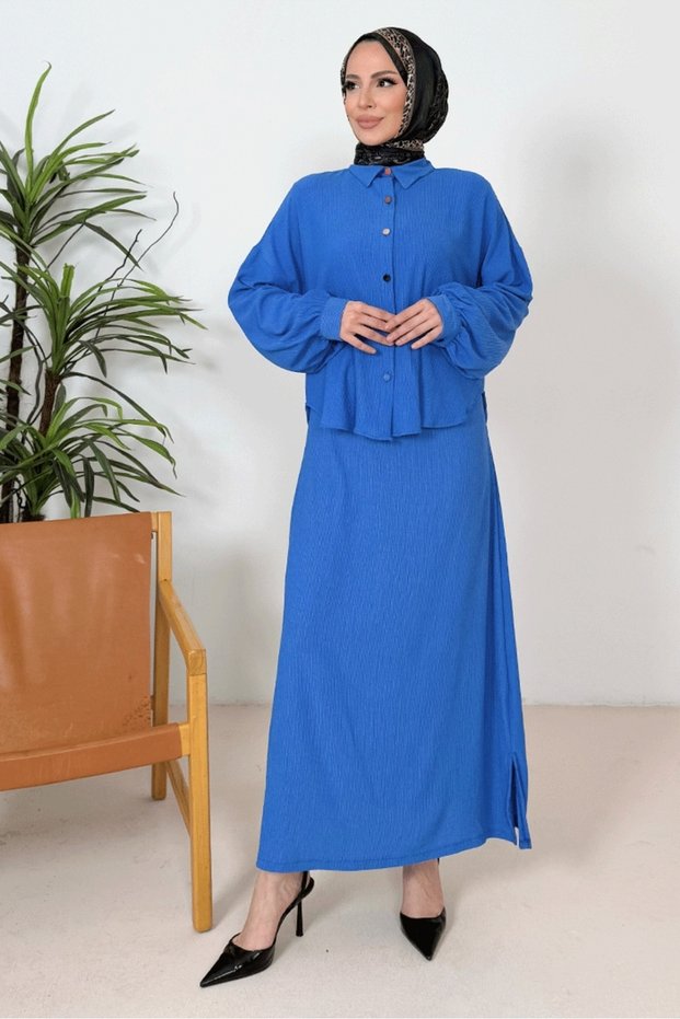 Bürümcük Shirt Dress Double Set 1362 - Indigo