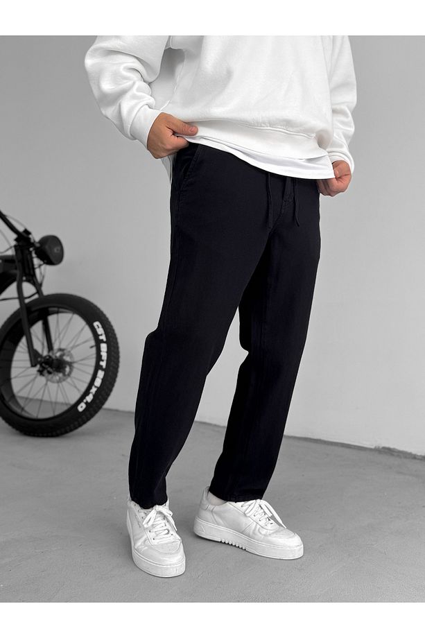 Siyah Dokulu Basic Pamuk Pantolon RES-1077 - 2