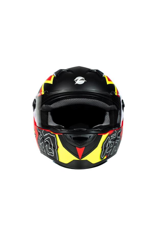 ZS-811A AL31 Matt Red Fluo Yellow Kapalı Kask - 3