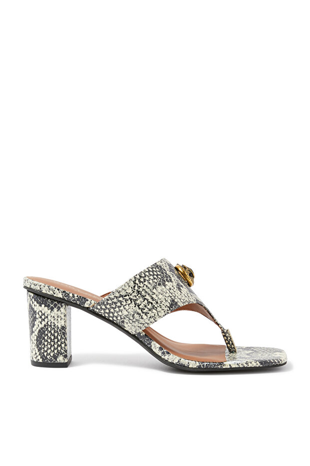 Elegant Snakeskin Patterned T-Bar Heeled Shoes