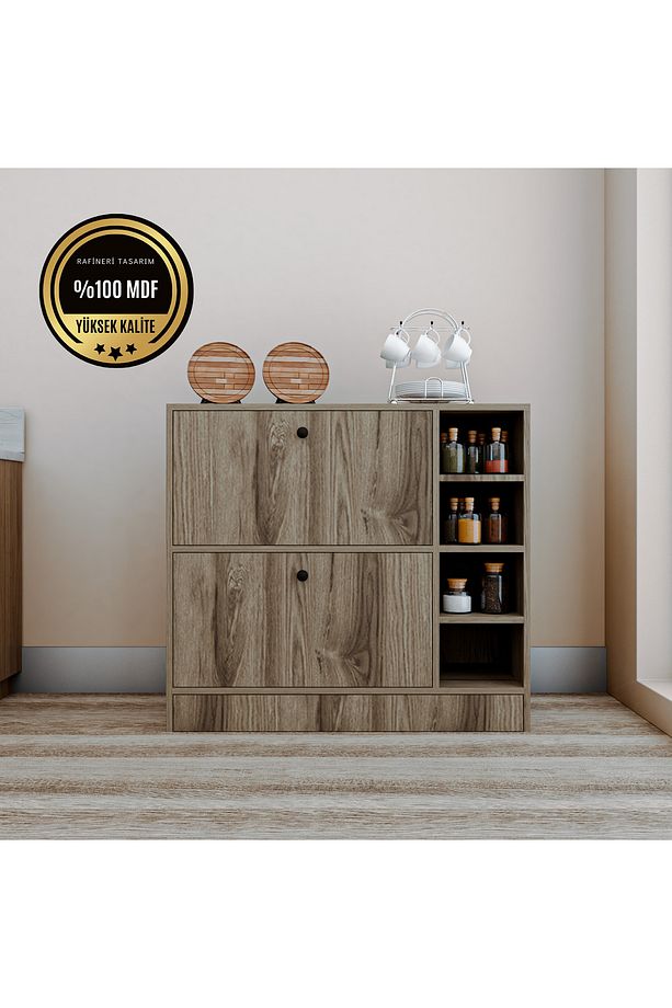 Lima MDF Kahve Köşesi Kiler Dolabı Çok Amaçlı Dolap Mutfak Dolabı - 1