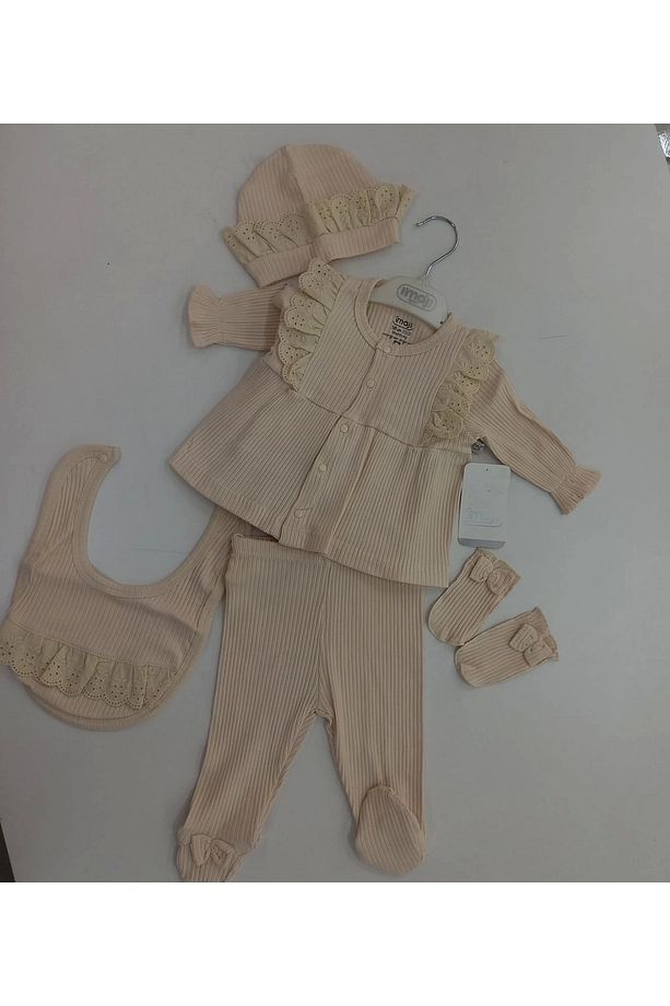 Naturel Kız 5'li Set, Zıbın Set, Hastane Çıkış Seti - 1