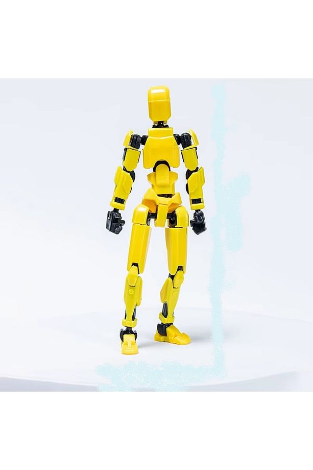 Çok Eklemli Hareketli Robot Yap Boz Kukla Aksiyon Figürleri Oyuncak Sarı Renk - 3