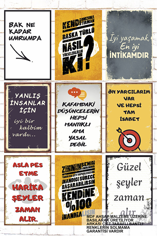 9 Piece Mixed Written Wooden Painting Set I Don'T Care Funny Euphemisms Sayings Wall Writing