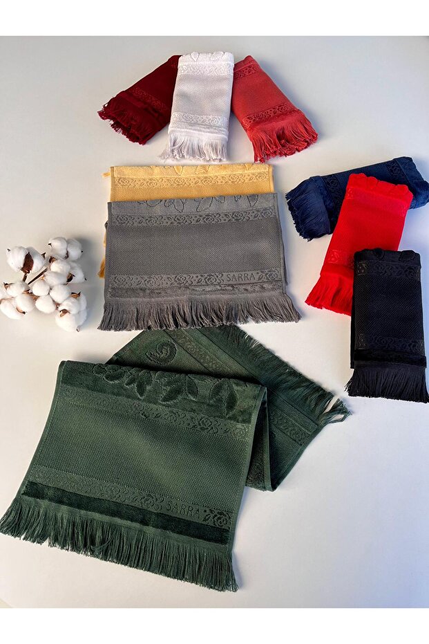30X50 Dark Etamin Single Towel with Fringes - Emerald Green