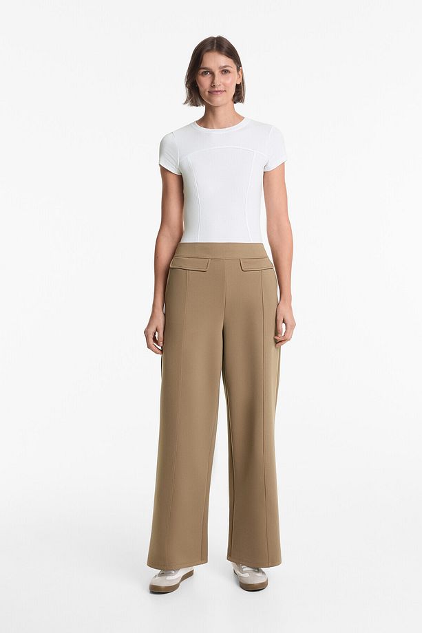 Neopren görünümlü bootcut uzun pantolon - 2