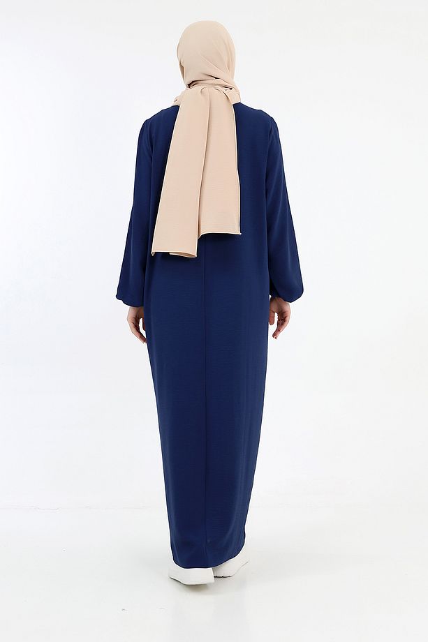 Çift Cepli Casual Bihter Çapraz Elbise Lacivert - 9