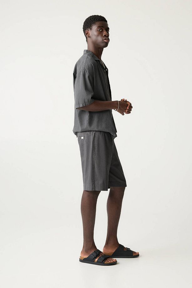 Keten karışımlı jogger bermuda şort - 3