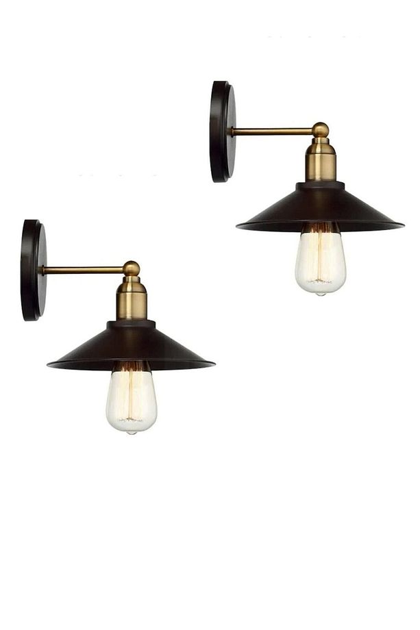2 Adet Retro Rustik Siyah Eskitme Mesal Başlıklı Aplik - 3