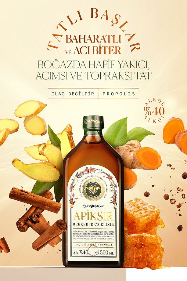 Apiksir 500ml (ZERDEÇAL ZENCEFİL PROPOLİS BAL TARÇIN KARABİBER KARIŞIMI) - 3